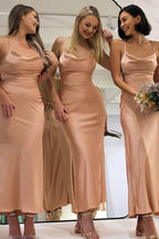 NumberSea - Bridesmaid Dress Satin Sheath Lace - Up Back