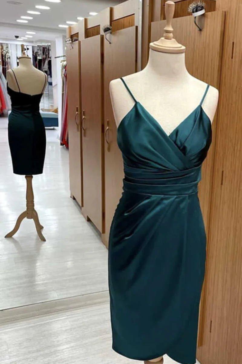 NumberSea - Bridesmaid Dress Satin Spaghetti Straps Short