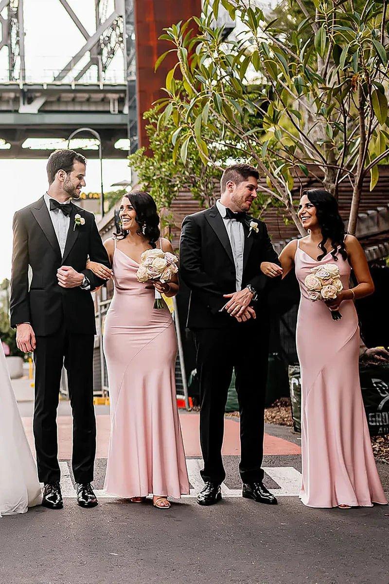 NumberSea - Bridesmaid Dress Sheath Spaghetti Straps Long