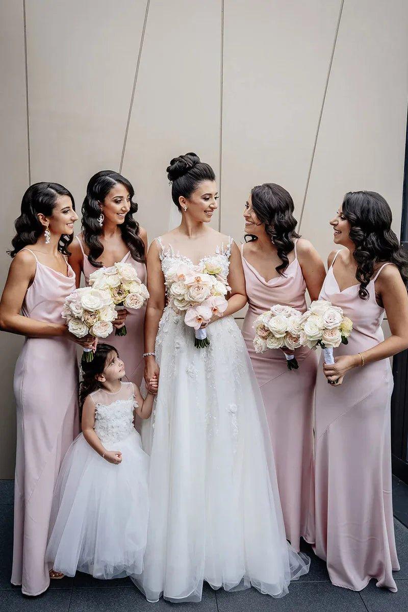 NumberSea - Bridesmaid Dress Sheath Spaghetti Straps Long