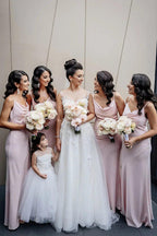 NumberSea - Bridesmaid Dress Sheath Spaghetti Straps Long