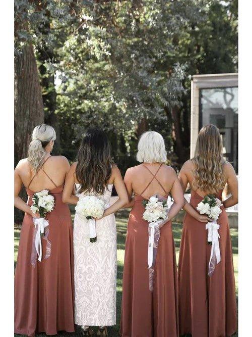 NumberSea - Bridesmaid Dress Simple Cross Straps Back