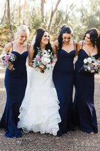 NumberSea - Bridesmaid Dress Spaghetti Straps Mermaid Long