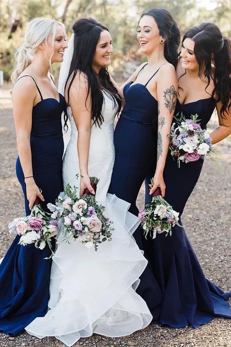 NumberSea - Bridesmaid Dress Spaghetti Straps Mermaid Long