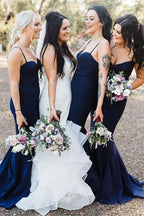 NumberSea - Bridesmaid Dress Spaghetti Straps Mermaid Long