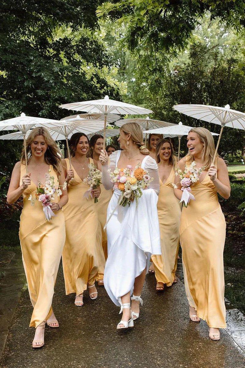 NumberSea - Bridesmaid Dresses Charming Sheath V Neck Silk