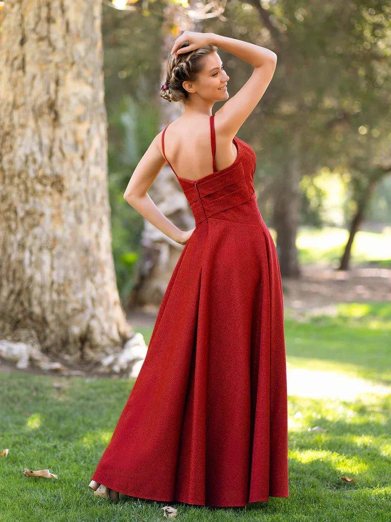 NumberSea - Bridesmaid Dresses Deep V - neck A - line Floor Length Dress