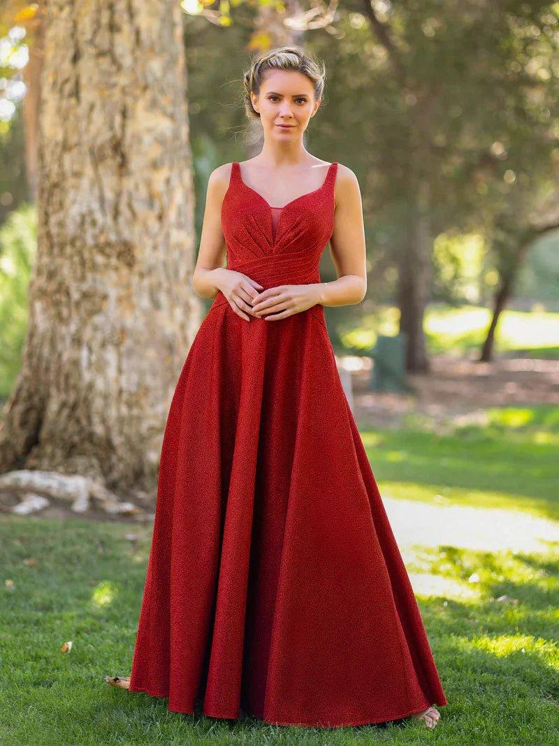NumberSea - Bridesmaid Dresses Deep V - neck A - line Floor Length Dress