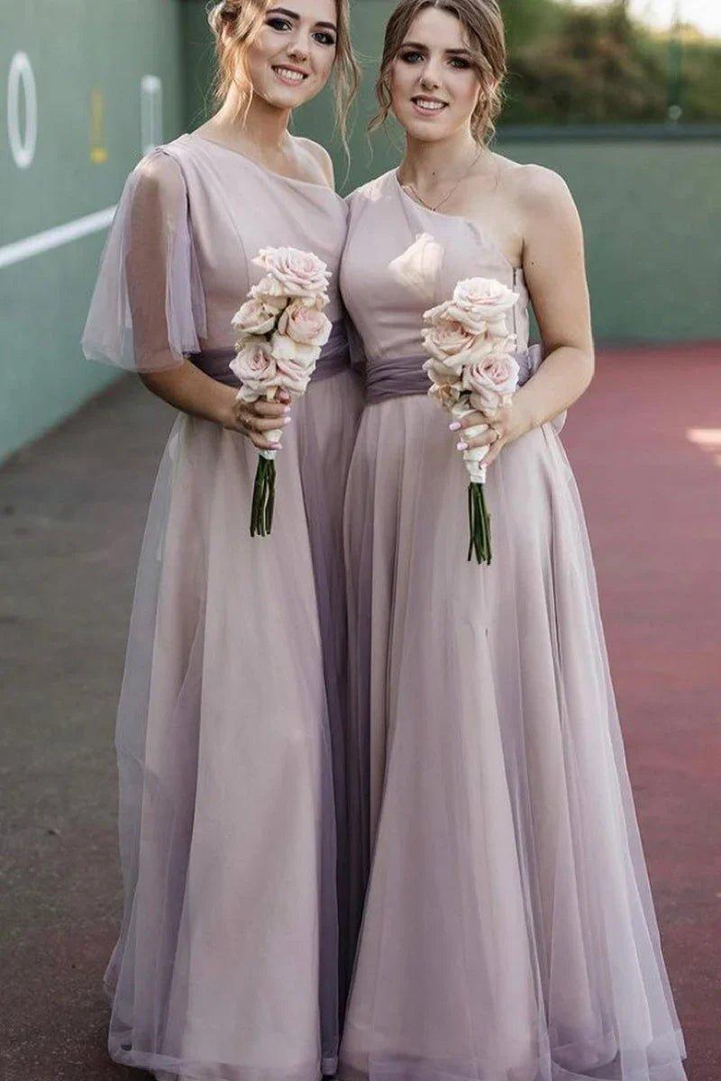 NumberSea - Bridesmaid Dresses Elegant A - Line One Shoulder Long