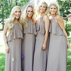 NumberSea - Bridesmaid Dresses Jewel Chiffon and Ruffles Long