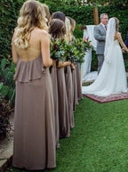 NumberSea - Bridesmaid Dresses Jewel Chiffon and Ruffles Long