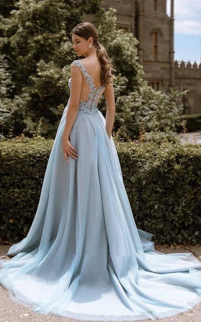 NumberSea - Bridesmaid Dresses Lace V Neck Sexy Illusion Back Tulle Dresses