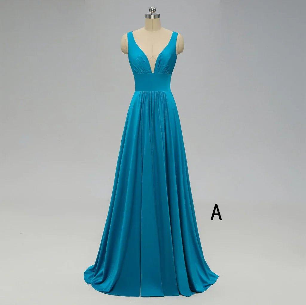 NumberSea - Bridesmaid Dresses Mix And Match Elegant A Line V Neck Long Backless