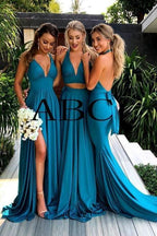 NumberSea - Bridesmaid Dresses Mix And Match Elegant A Line V Neck Long Backless