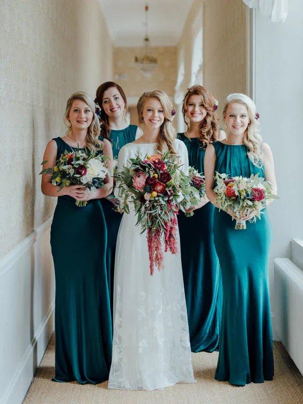 NumberSea - Bridesmaid Dresses Scoop Neck Mermaid Sleeveless Floor - Length Long