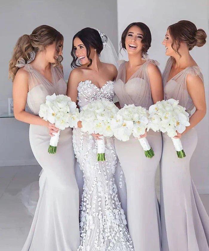 NumberSea - Bridesmaid Dresses Simple Long Mermaid Tulle