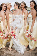 NumberSea - Bridesmaid Dresses Spaghetti Straps Cutout Long
