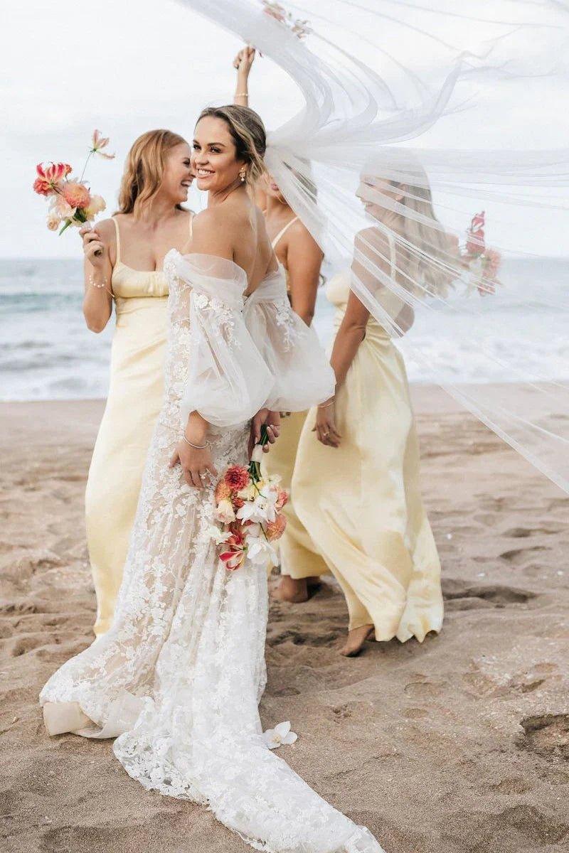 NumberSea - Bridesmaid Dresses Spaghetti Straps Cutout Long