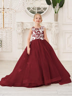 Elegante vestido de tul sin mangas estilo princesa de corte A para niña de las flores 