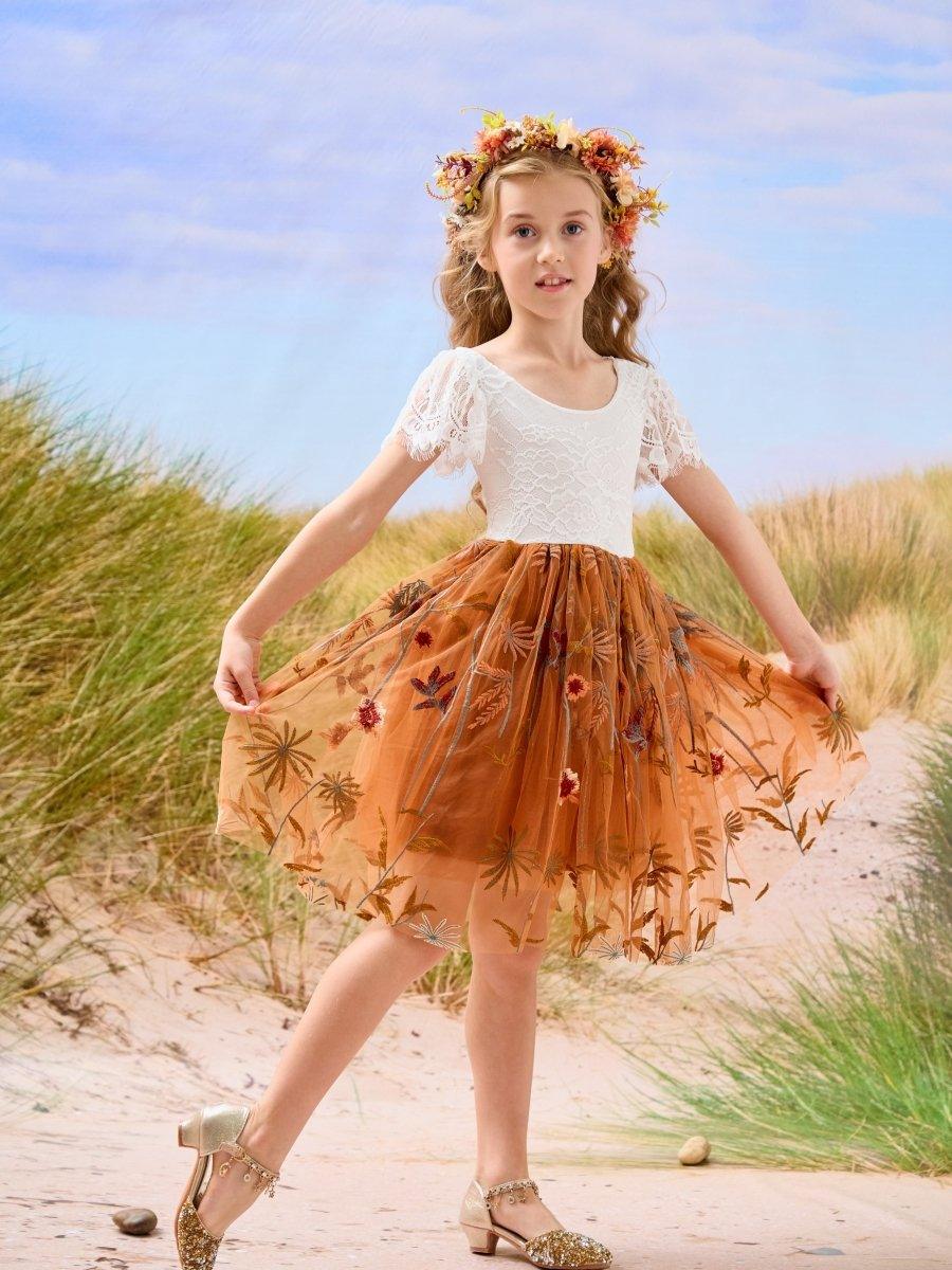 burnt orange embroidered dress Embroidered Orange Dress