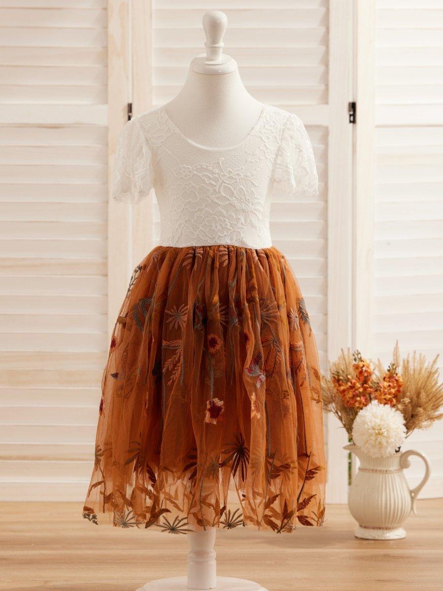 LalaMira Cap Sleeves Knee-length Flower Girl Dress 228017 Burnt Orange / 12M LalaMira Cap Sleeves Knee-length Flower Girl Dress 228017 Burnt Orange / 12M