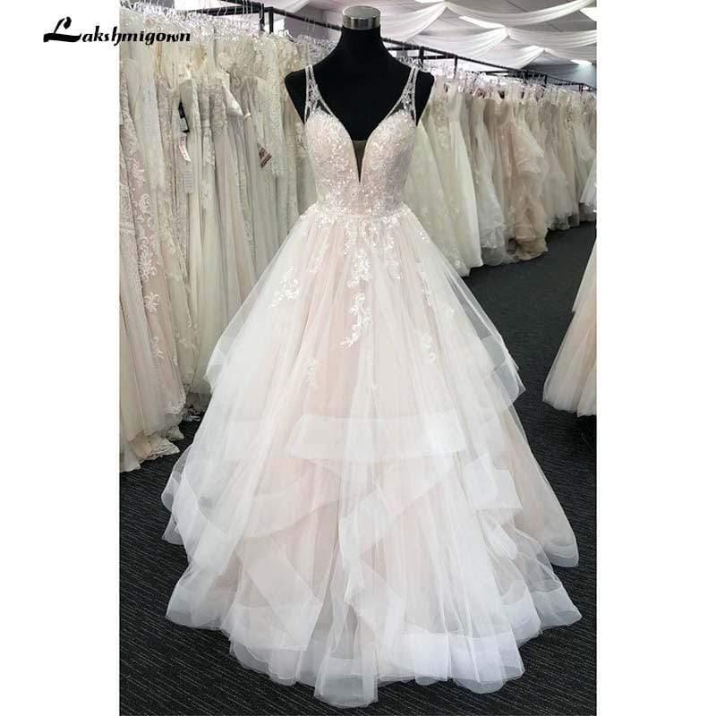 Vestido de novia bohemio sin mangas con encaje de NumberSea