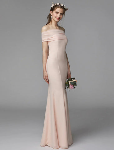 Robe de demoiselle d'honneur sirène/trompette sans bretelles sans manches dos nu longueur au sol en mousseline de soie avec ceinture/ruban/plis
