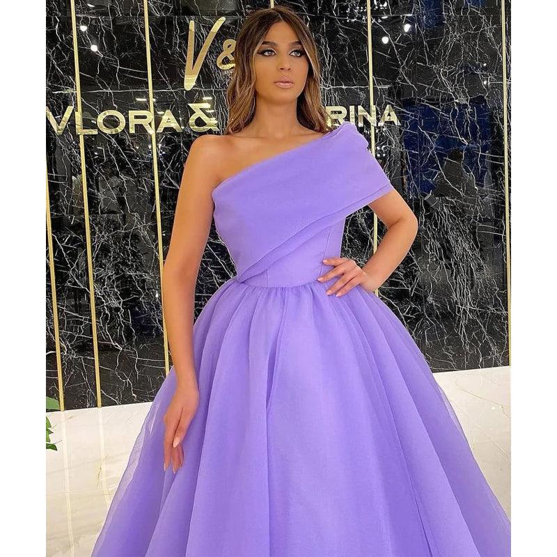 Vestido de noche formal de fiesta largo con abertura alta y un solo hombro único 