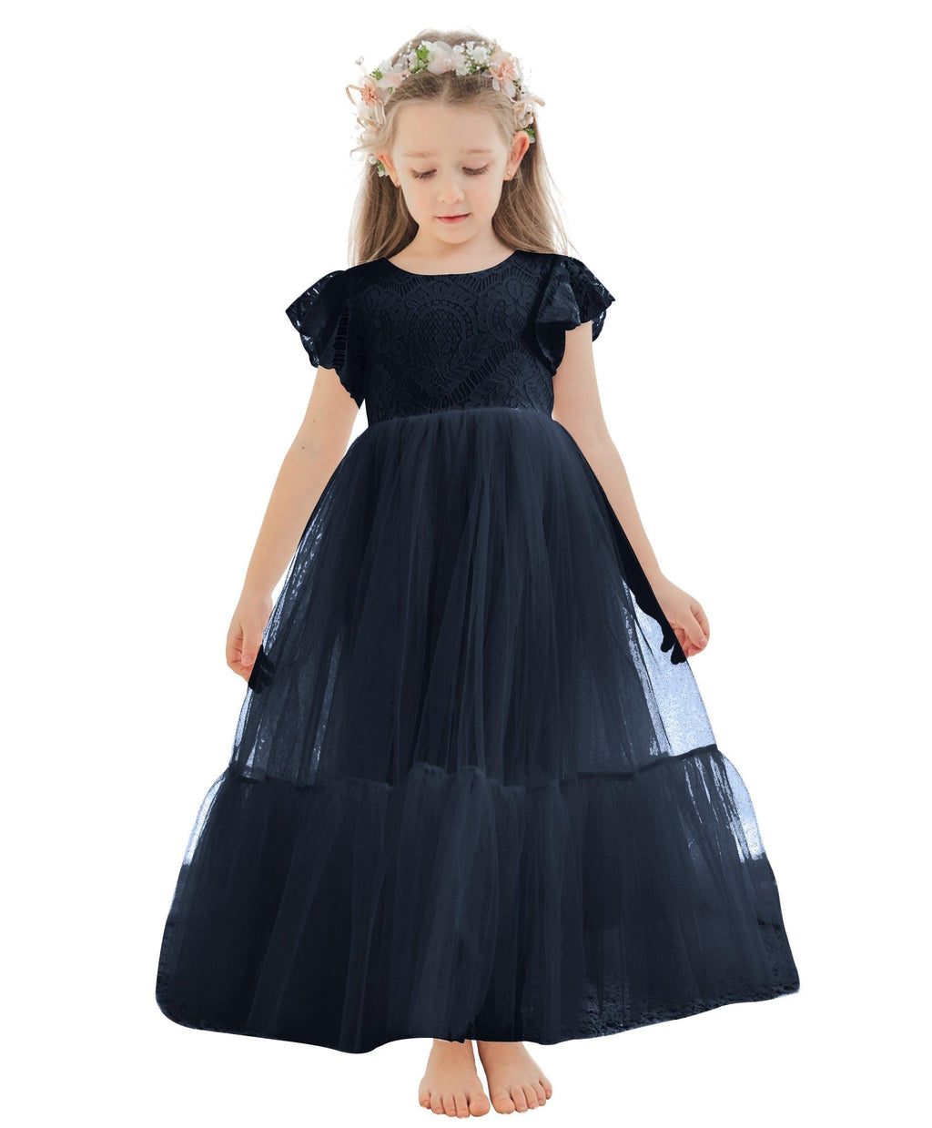 Knöchellanges weißes Kleid aus Spitzentüll (2003227579) 