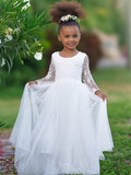 Mädchen Pfingstrose Spitze Zurück A-Linie Gerade Tutu Tüll Party Blumenmädchen Kleid 
