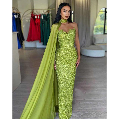 Sheath/column Full Sequins Sparkly Long Prom Party Dress