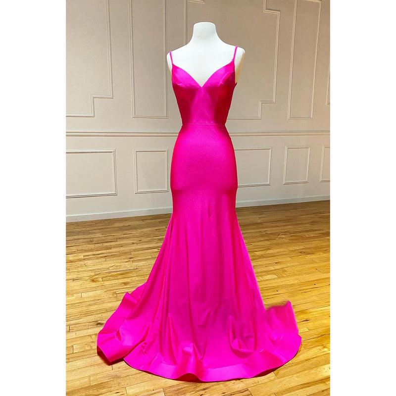 Vestido de fiesta de sirena sencillo con escote en V pronunciado 