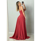 Spaghettiträger Herzausschnitt Langes Brautjungfernkleid Abendkleid 