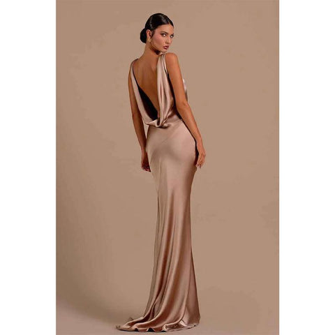 Numbersea Sexy Deep V Neck Backless Mermaid Long Formal Evening Dress