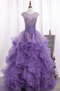 Vestidos de quinceañera de tul con escote redondo PYA2FXC4