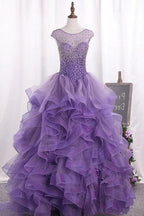 Vestidos de quinceañera de tul con escote redondo PYA2FXC4