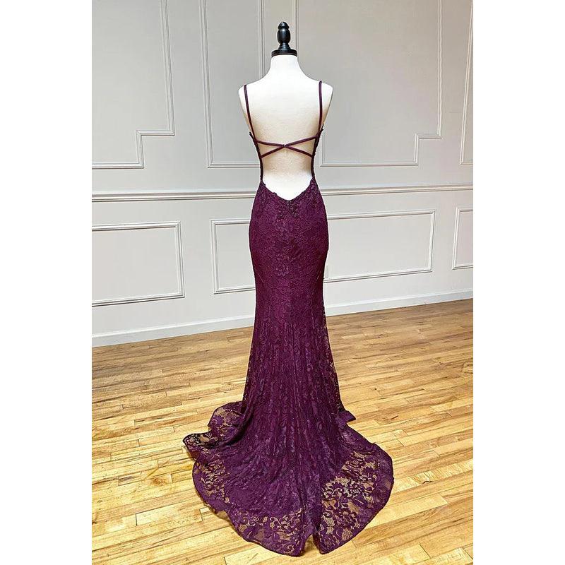 Vestido de fiesta de noche estilo sirena, sexy y atractivo, con tirantes, espalda descubierta, apliques y aberturas laterales