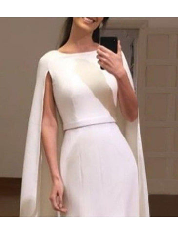 NumberSea - Casual Wedding Dresses A - Line Scoop Neck Sleeveless Sweep / Brush Train Stretch Fabric Bridal Gowns With Sash / Ribbon