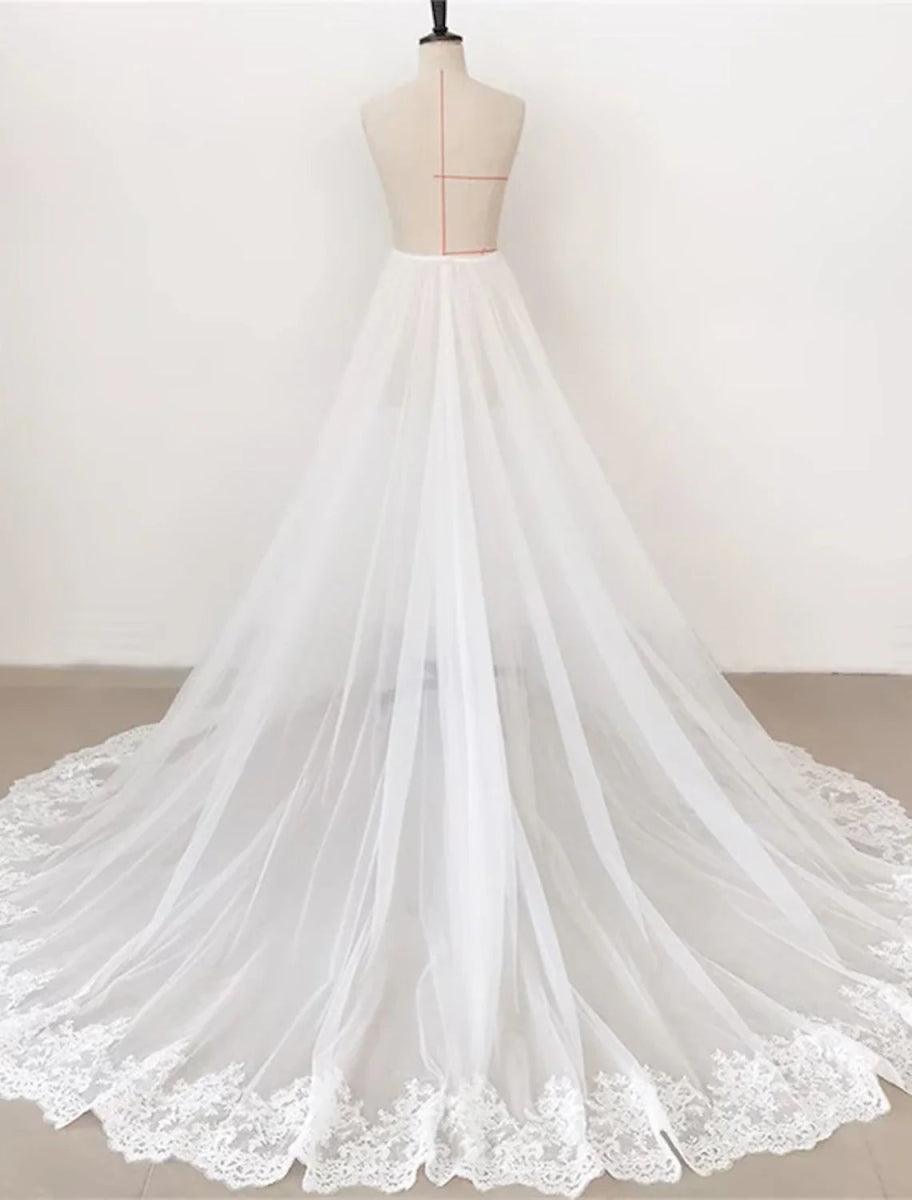 NumberSea - Casual Wedding Dresses A - Line Separates Separates Court Train Lace OverSkirts Bridal Gowns With Appliques Solid Color