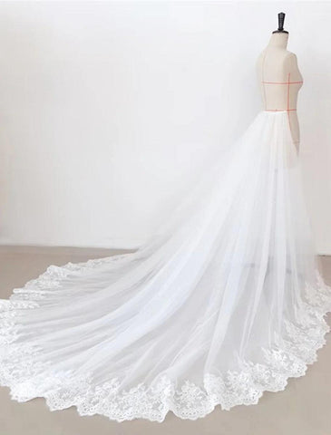 NumberSea - Casual Wedding Dresses A - Line Separates Separates Court Train Lace OverSkirts Bridal Gowns With Appliques Solid Color