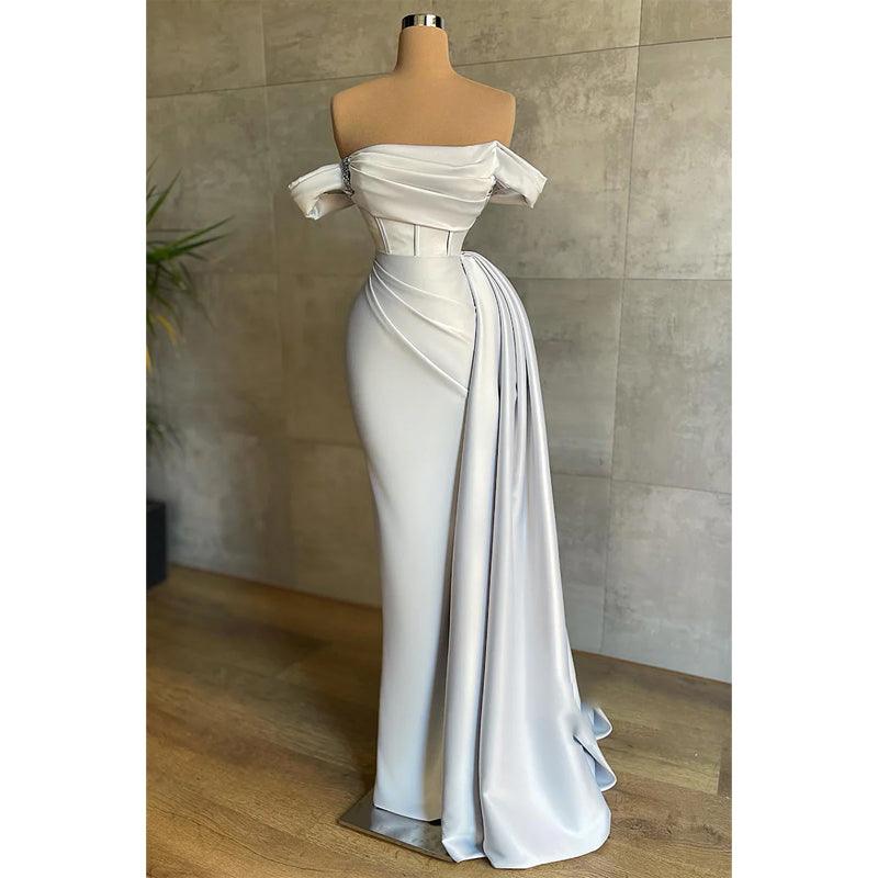 Trägerloses Falten Etui-/Säulenkleid Langes Abendkleid Geburtstagskleid 