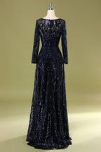 Mother of Bride Dress Long Sleeves Sequin Dress