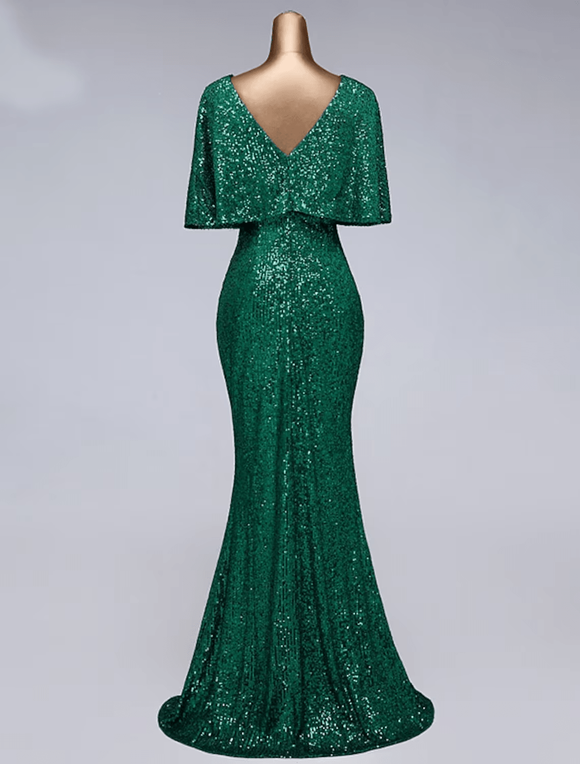 Vestidos de fiesta de sirena/trompeta, vestido brillante, para invitada de boda, largo hasta el suelo, media manga, cuello ilusión, lentejuelas con volantes de lentejuelas