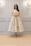 Charmantes Abendkleid mit langen Ärmeln und Blumenmuster in A-Linie, knöchellanges Partykleid
