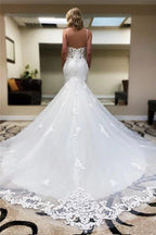 NumberSea - Charming Mermaid Long Spaghetti Straps Wedding Dresses