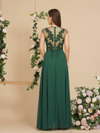 Charming Sleeveless Beadings Aline Evening Maxi Dress Cap Sleeves Bridesmaid Dress