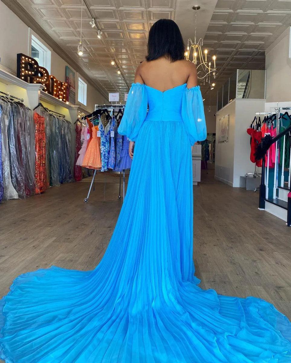 NumberSea - Charming Sweetheart Chiffon with slit beades Prom Dresses