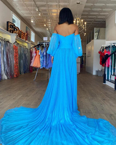 NumberSea - Charming Sweetheart Chiffon with slit beades Prom Dresses