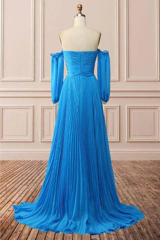 NumberSea - Charming Sweetheart Chiffon with slit beades Prom Dresses