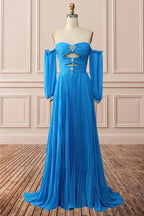 NumberSea - Charming Sweetheart Chiffon with slit beades Prom Dresses